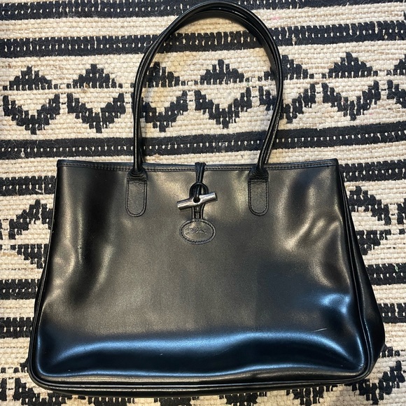 Longchamp Handbags - Black Leather Longchamp Roseau Tote